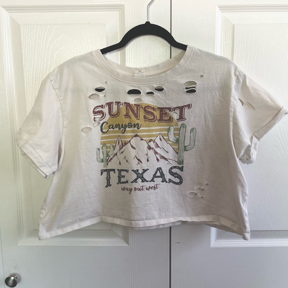 5 for $25! Sunset Canyon Texas Graphic Crop Top